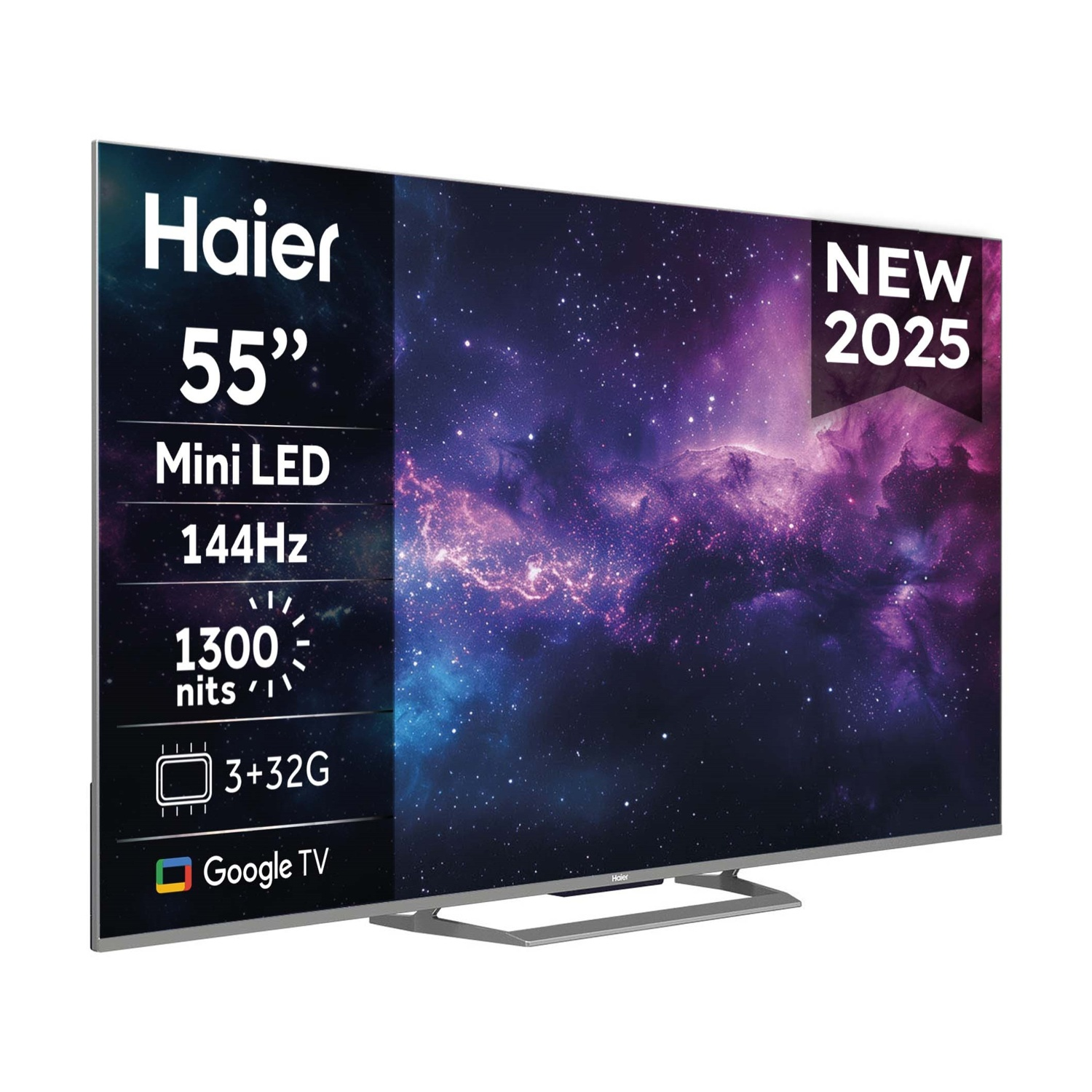 Un TV Haier 55" Mini LED 144Hz Google TV con 1300 nits e 3+32G, nuovo 2025.
