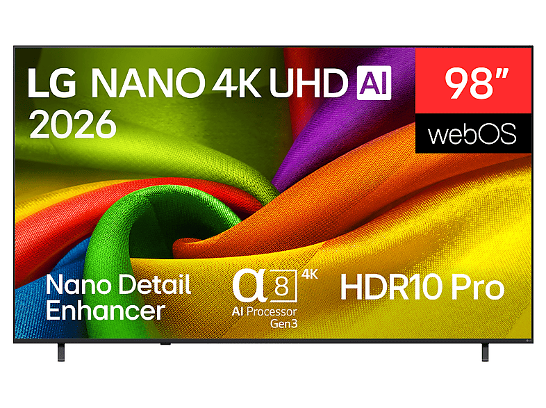 LG Electronics 98NU900B6LB (2026) 98 Zoll nano 4K UHD TV mit höhenverstellbaren Standfuß; LED TV