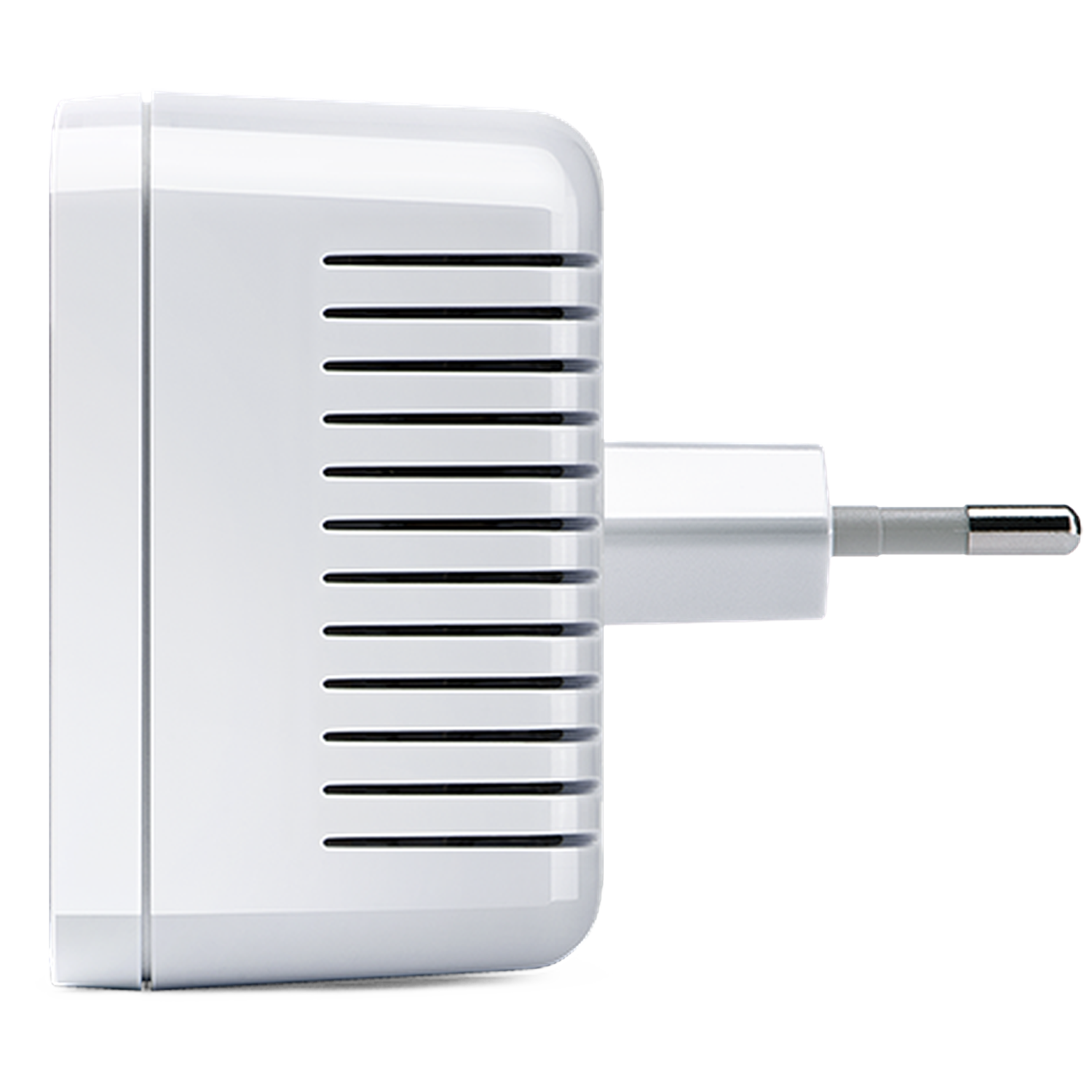 A white plug with ventilation slits.