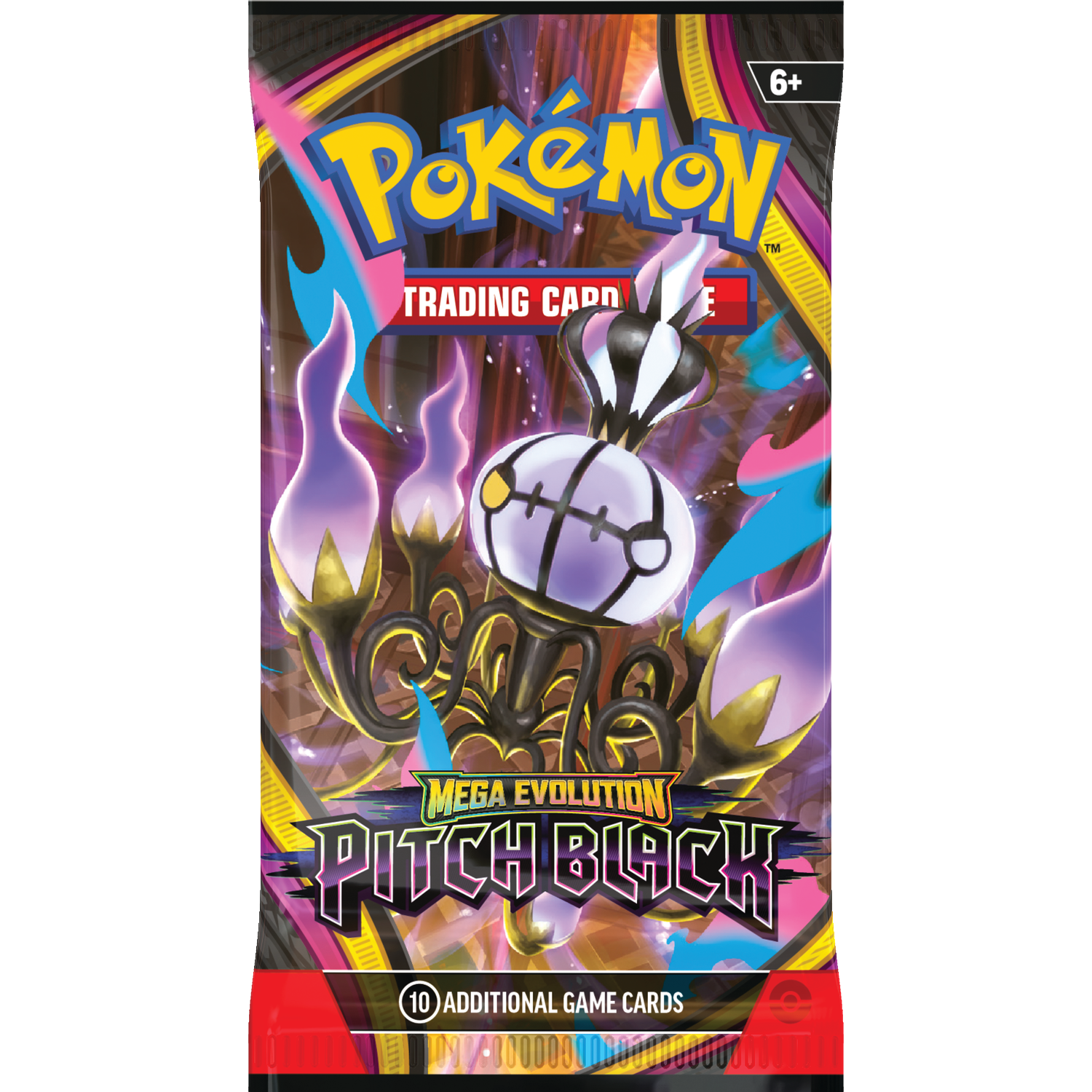 Pokémon ruilkaartpakket met Chandelure en "Pitch Black" tekst.