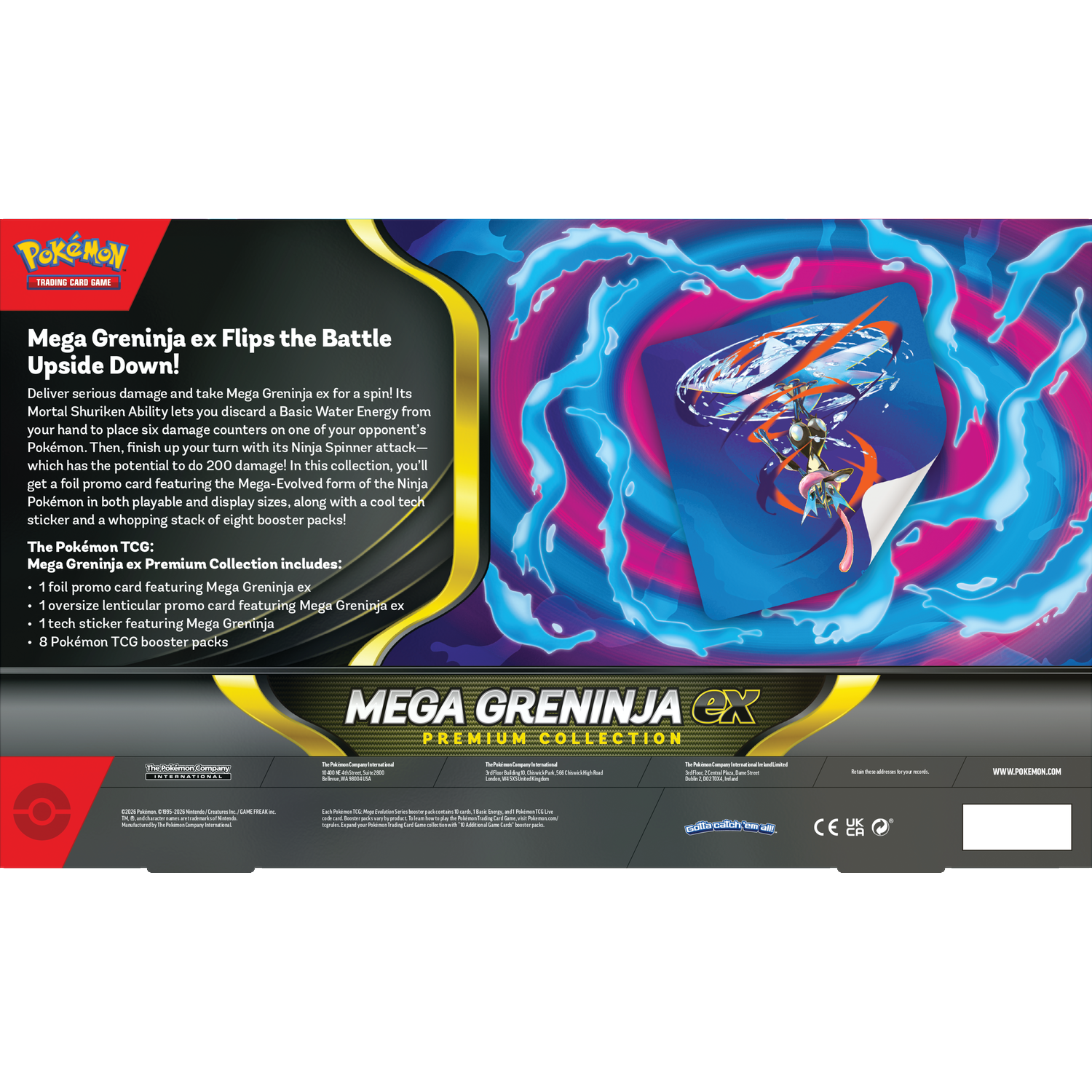 Pokémon Trading Card Game: Mega Greninja ex Premium Collection box met artwork.