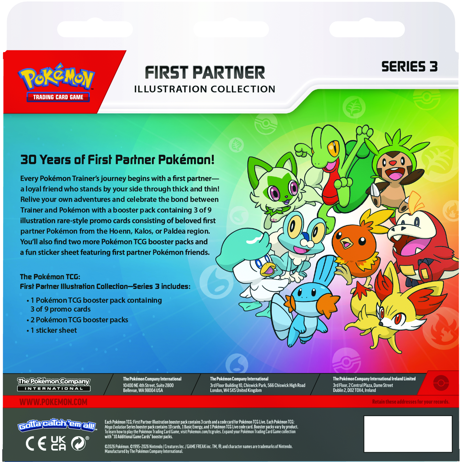 Pokémon Eerste Partner Illustratie Collectie Serie 3 met 9 verschillende Pokémon.