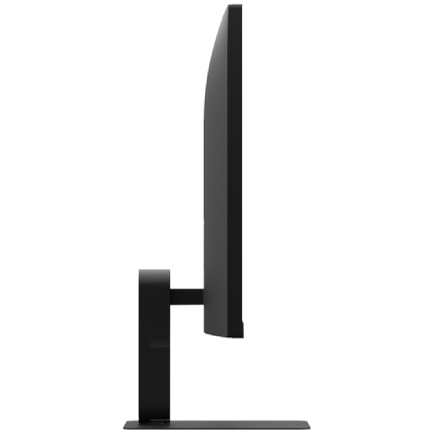 Black monitor with stand, seen from the side.