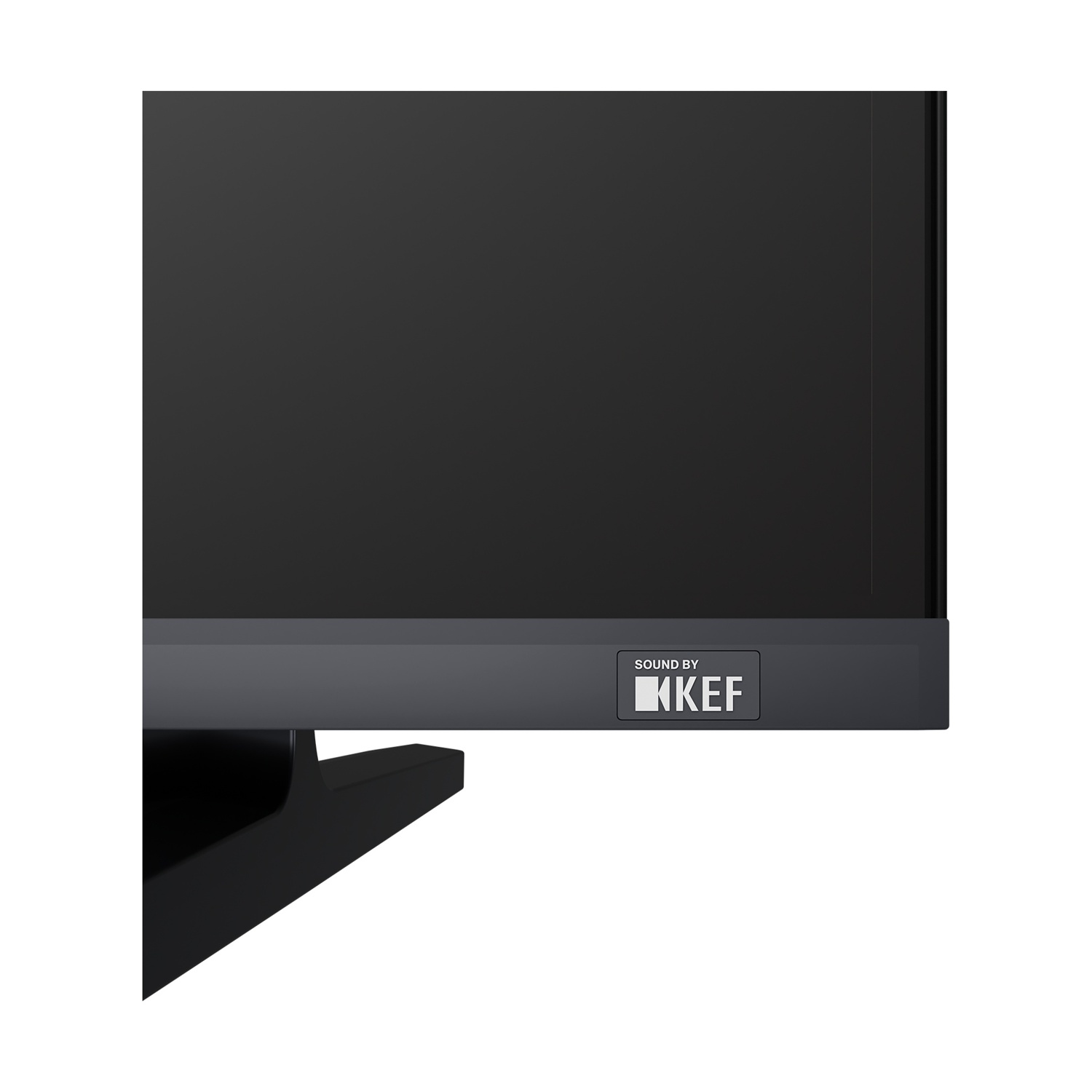Un monitor nero con logo KEF alla base.