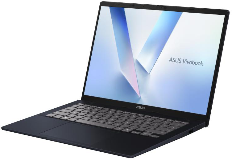 Sötétkék ASUS Vivobook laptop billentyűzettel és érintőpaddal, fehér háttéren.