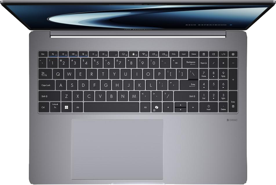 Ezüstszürke laptop nyitott kijelzővel, látható billentyűzettel.