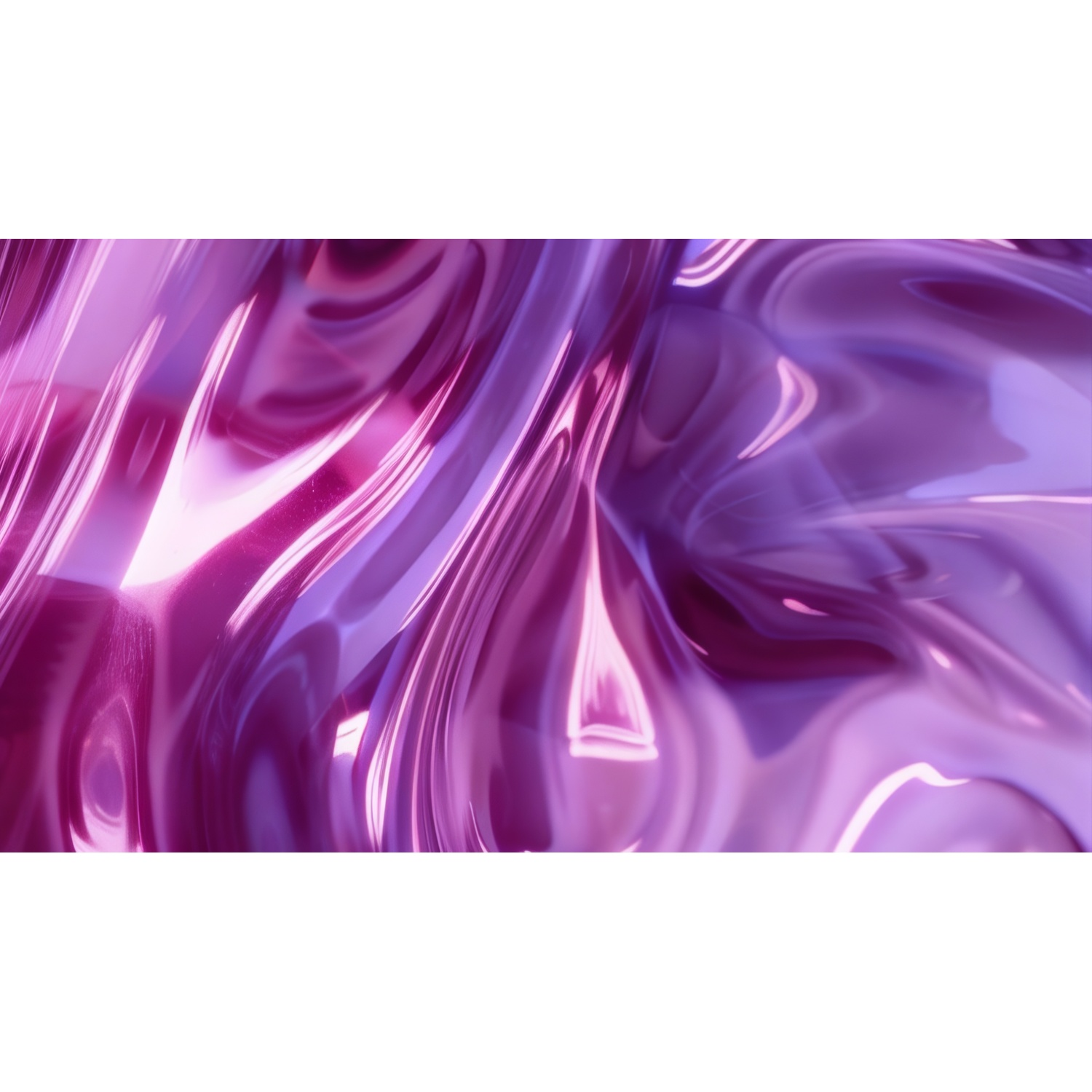 Forme astratte fluide viola e rosa con riflessi lucidi.