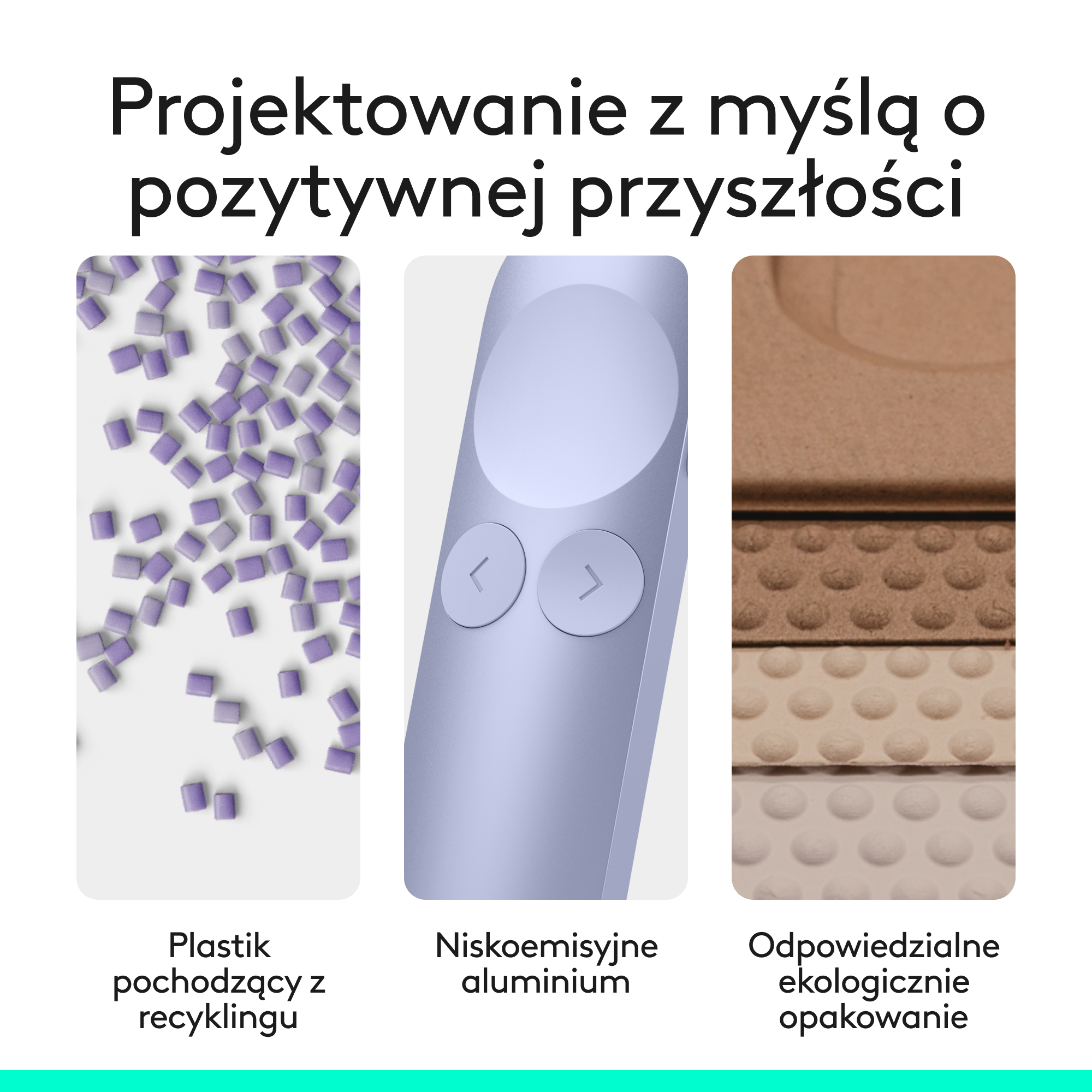 Plastik z recyklingu, aluminium niskoemisyjne, opakowanie ekologiczne.