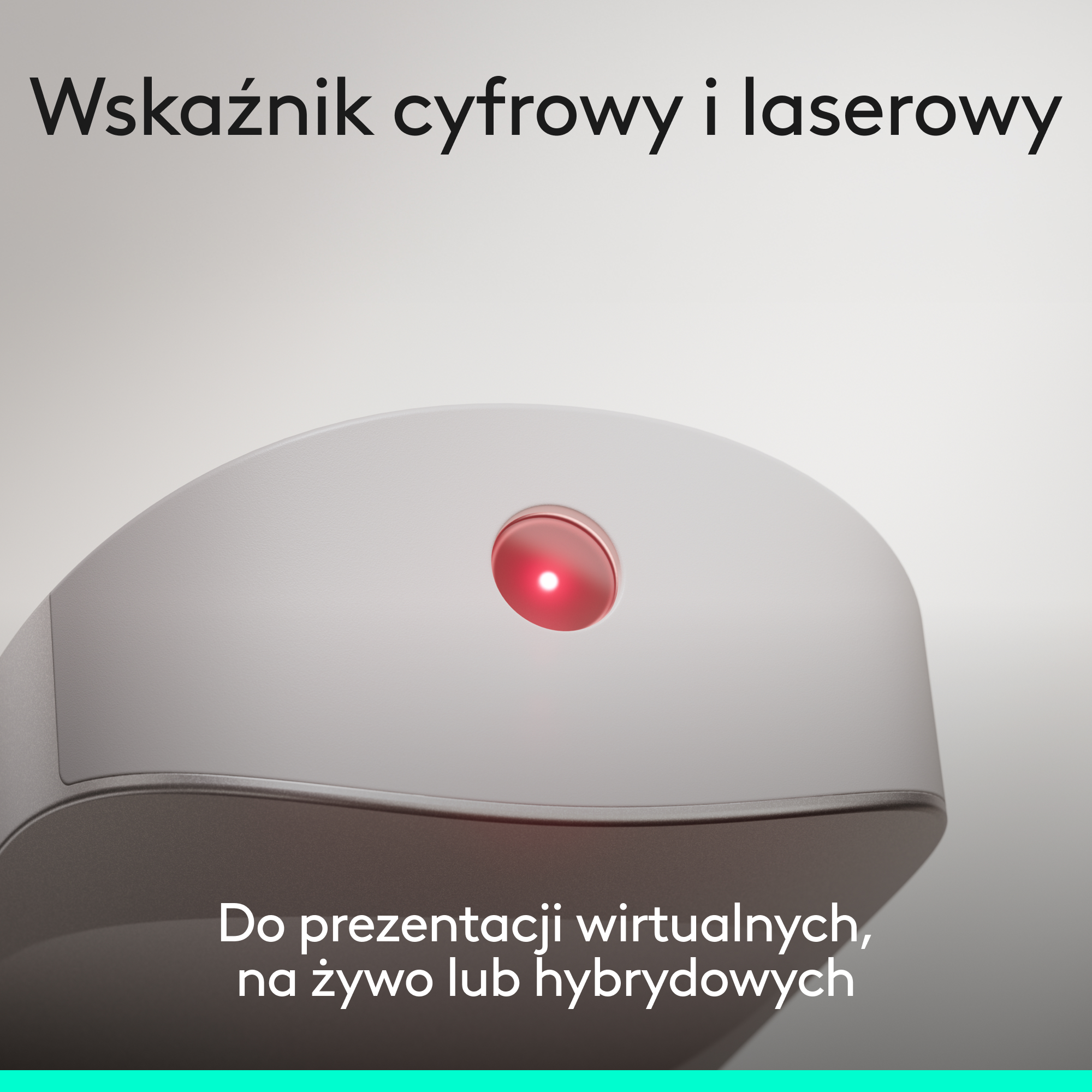 Szary wskaźnik laserowy z czerwonym punktem światła, do prezentacji.