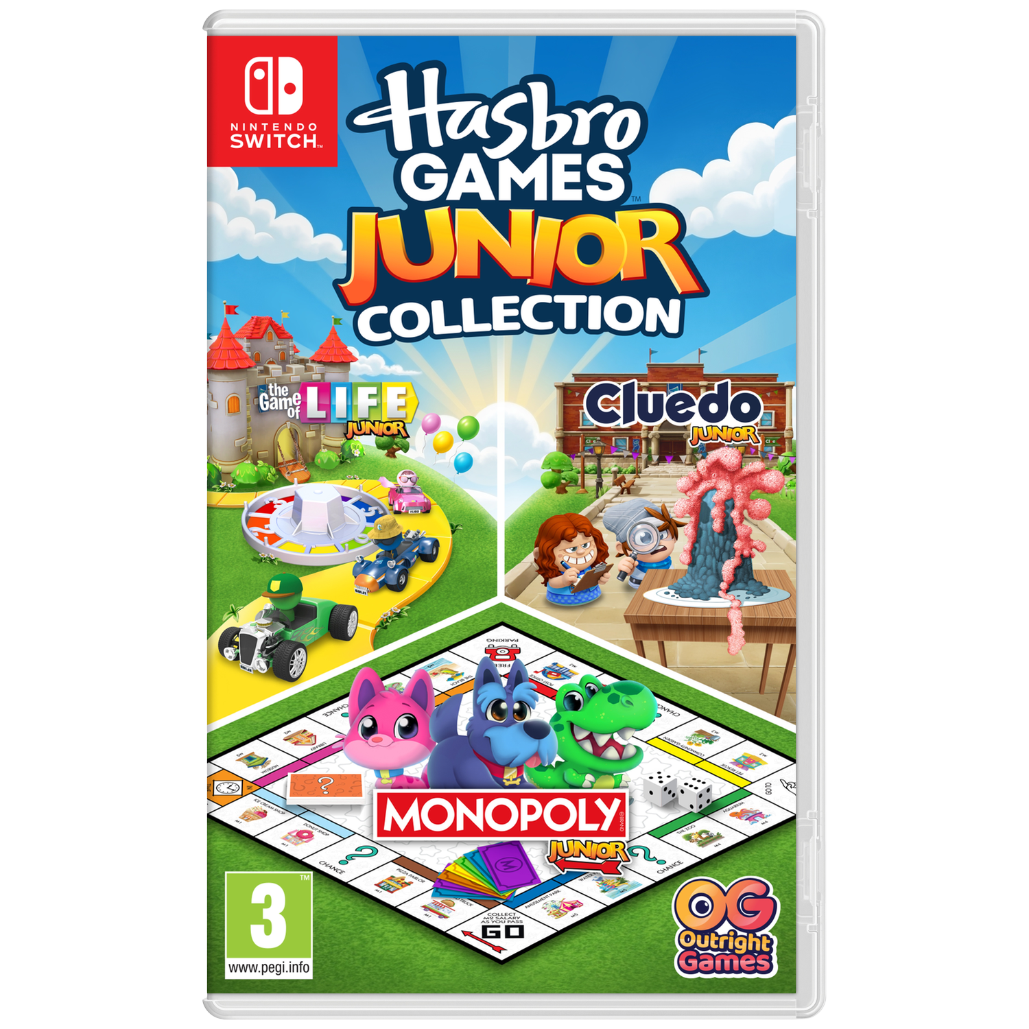 Nintendo Switch spel "Hasbro Games Junior Collection" met Monopoly, Cluedo en Het Levensspel Jr.