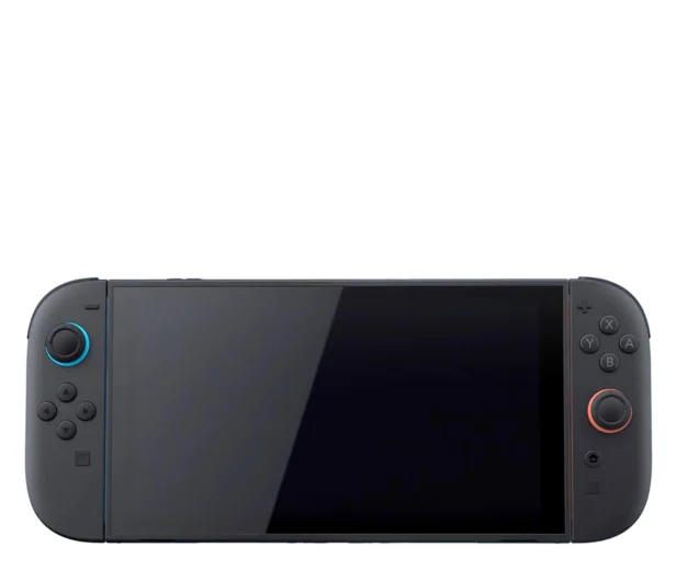 Szara konsola Nintendo Switch z czarnym ekranem.