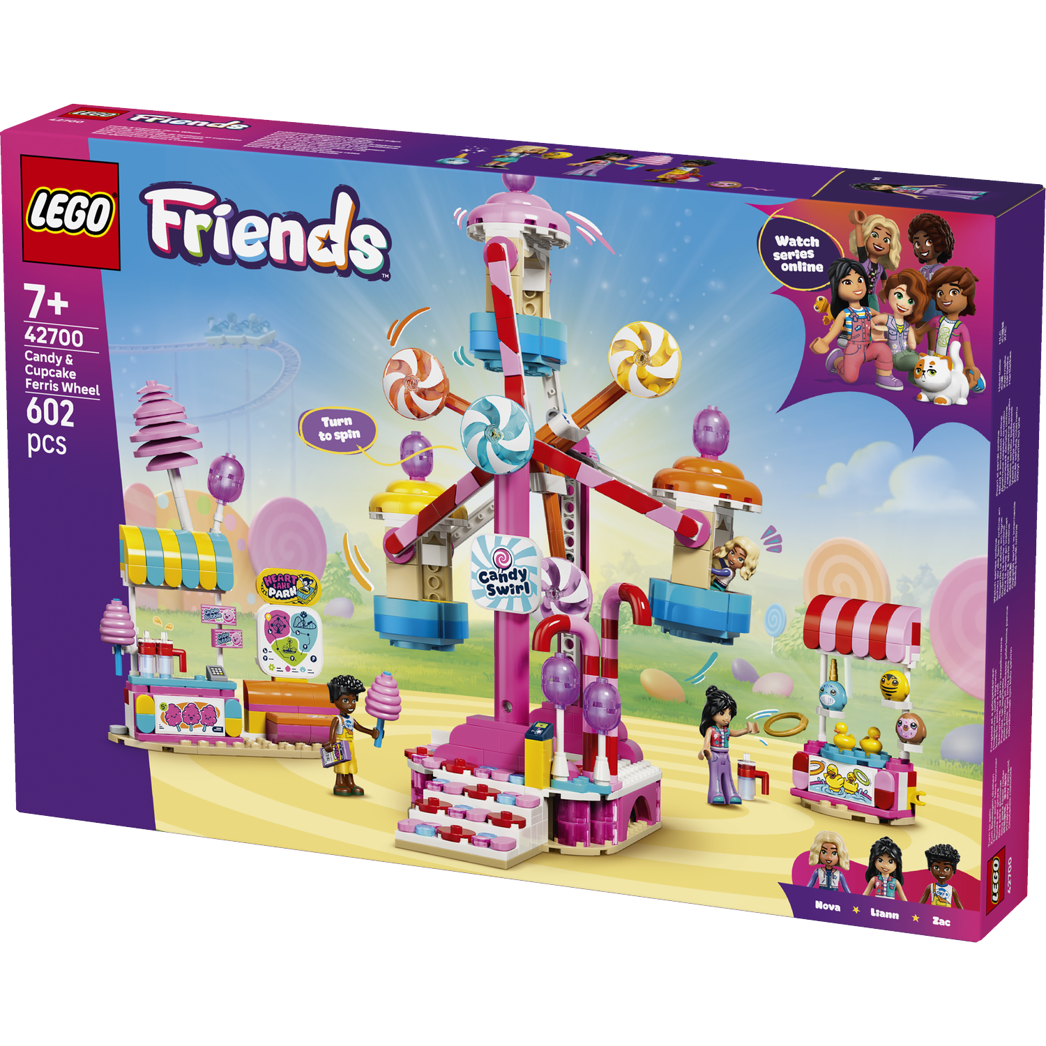Lego Friends Candy & Cupcake reuzenrad set met kraampjes en figuren.