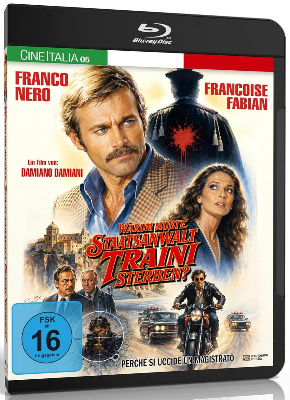 Filmplakat: Franco Nero und Francoise Fabian in einem Thriller mit Verfolgungsjagd. FSK 16.