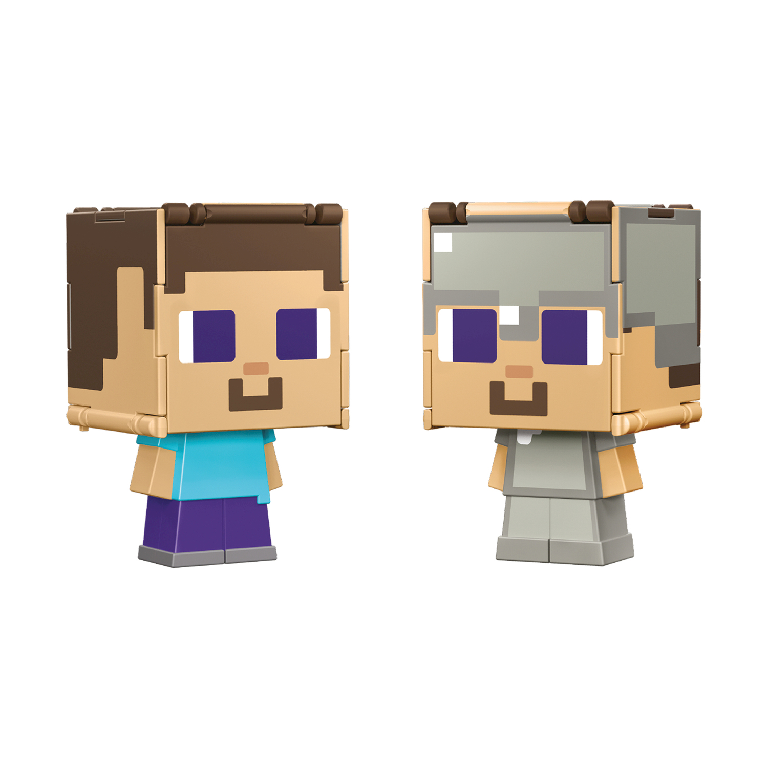 Due figure di Minecraft con teste e corpi squadrati.