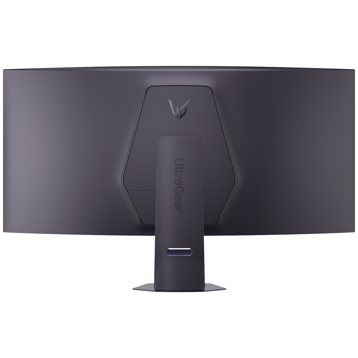 Arrière d'un moniteur gris avec logo et lettrage LG UltraGear.