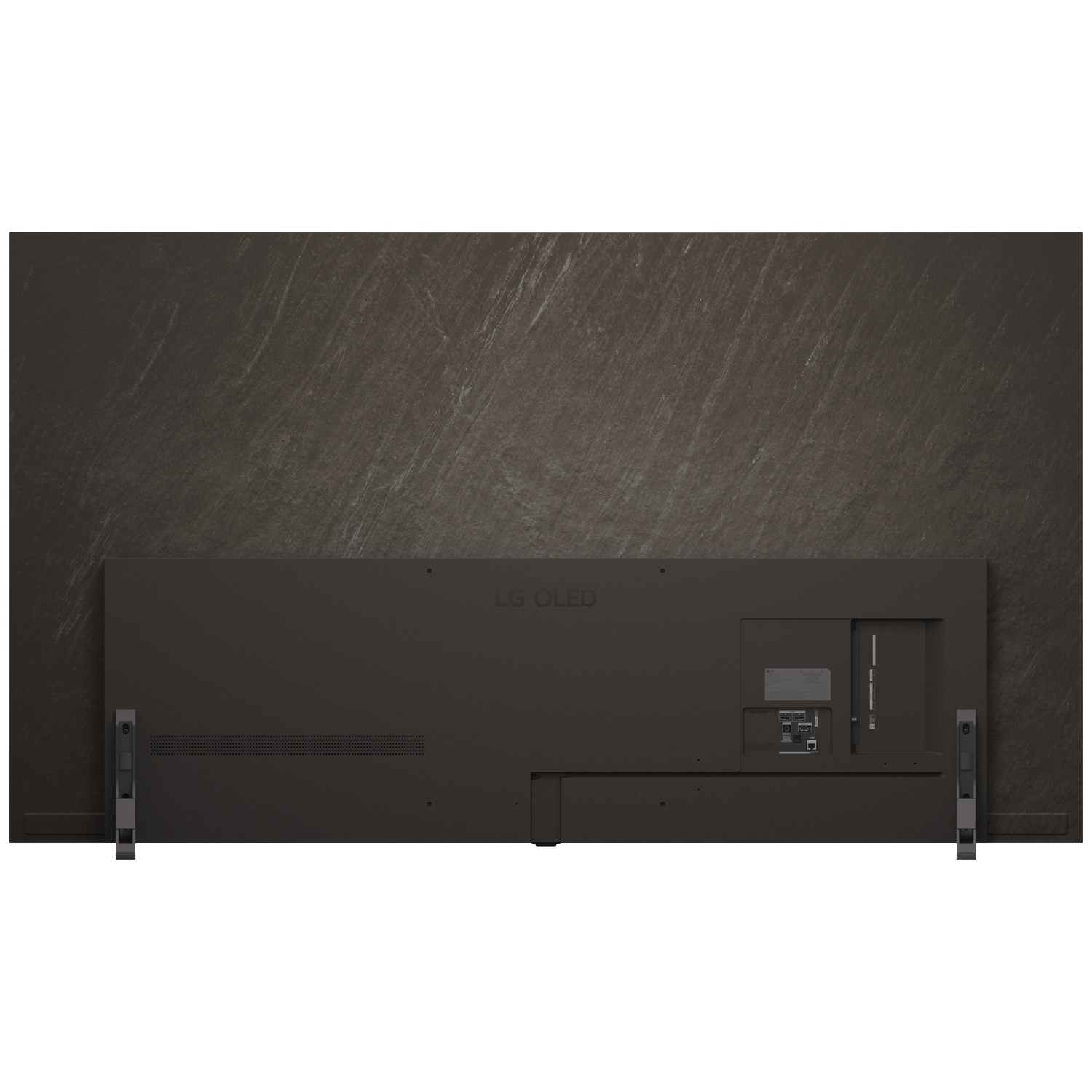 Arrière d'un téléviseur noir épuré avec logo LG OLED et ports.