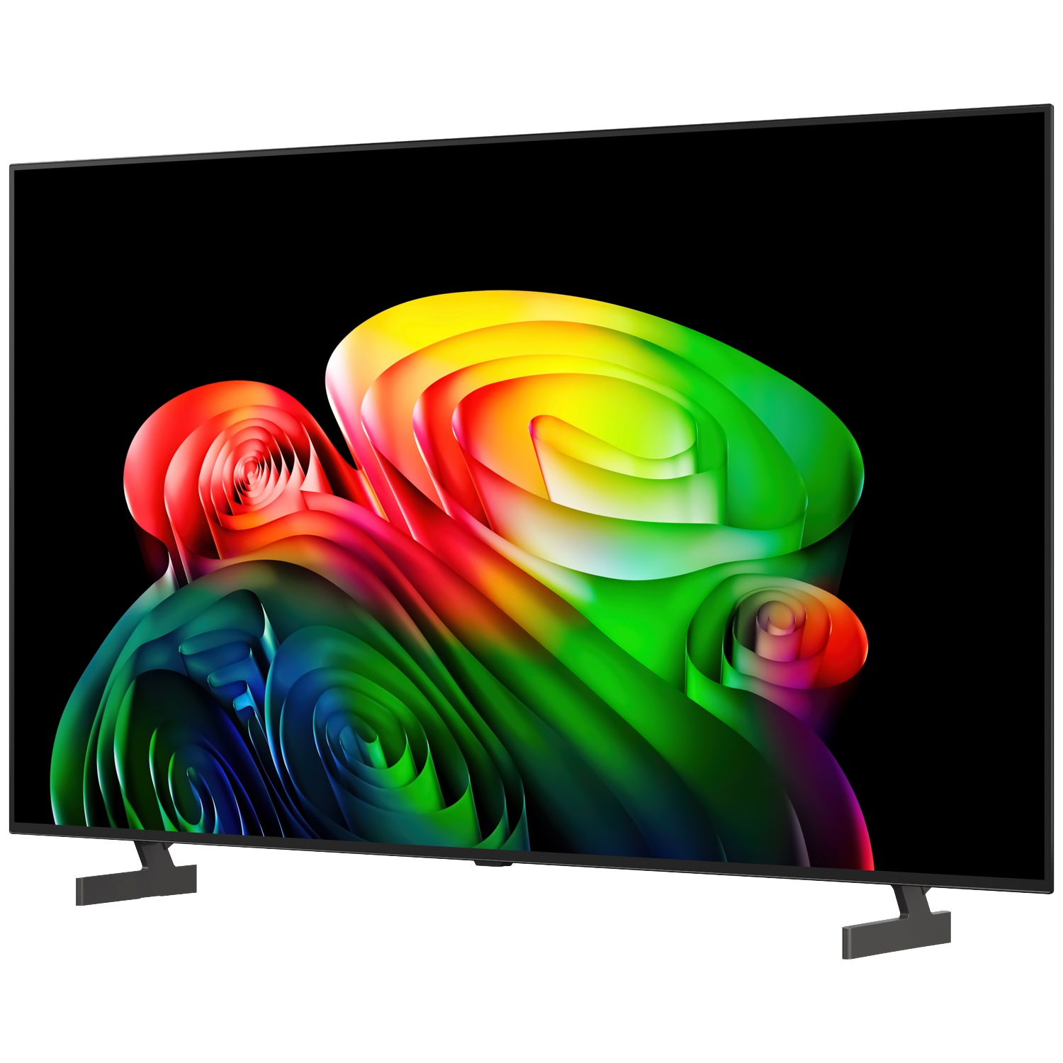 Un téléviseur moderne affichant une image abstraite et colorée sur son écran.
