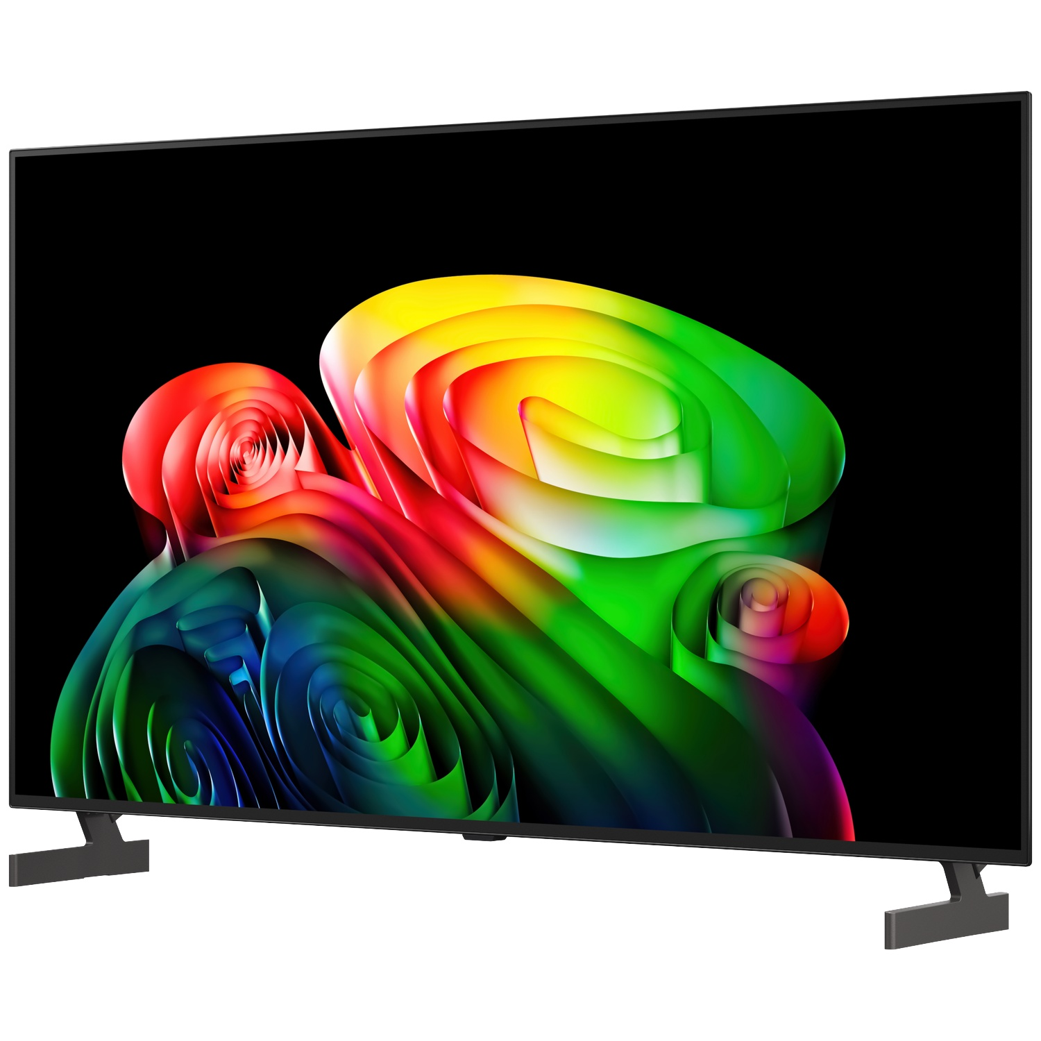 Un téléviseur moderne affichant une image abstraite colorée sur son écran.