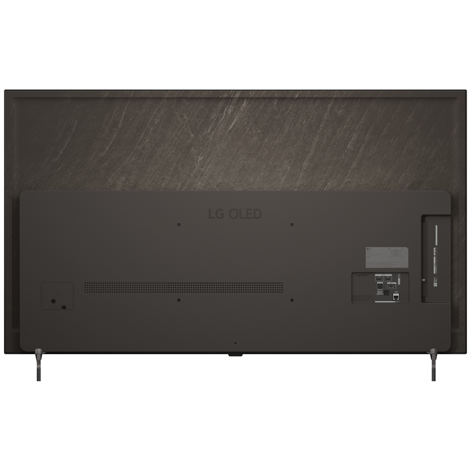 Arrière d'un téléviseur LG OLED montrant les ports et les fentes de ventilation.