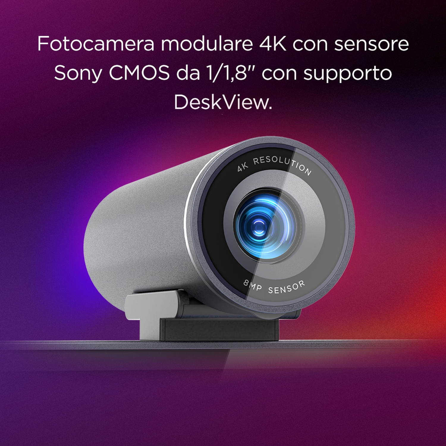 Fotocamera 4K grigia con sensore da 8MP e tecnologia Sony CMOS.