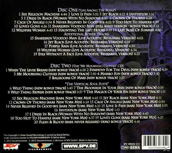 CD-Rückseite mit Trackliste für Disc One und Disc Two, Copyright-Informationen und Barcode.