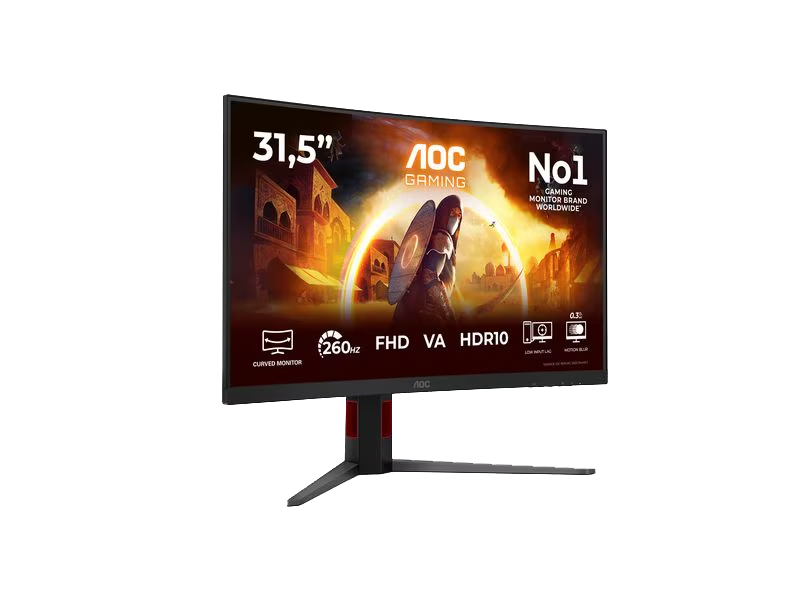 Monitor gaming AOC de 31,5" con 260Hz, FHD, VA, HDR10 y pantalla curva.