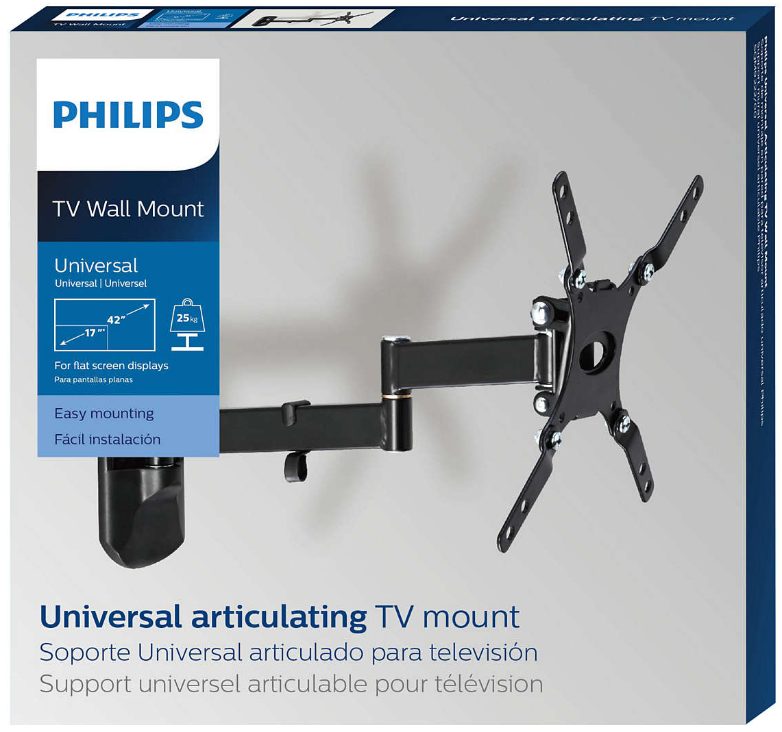 Fekete, univerzális, csuklós TV-fali tartó síkképernyős tévékhez, max. 25 kg.