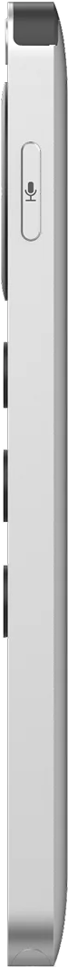 Smartphone gris avec un bouton icône micro sur le côté.