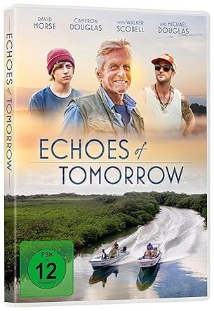 DVD-Cover: Drei Männer und zwei Boote auf einem Fluss, mit Titel 'Echoes of Tomorrow'.