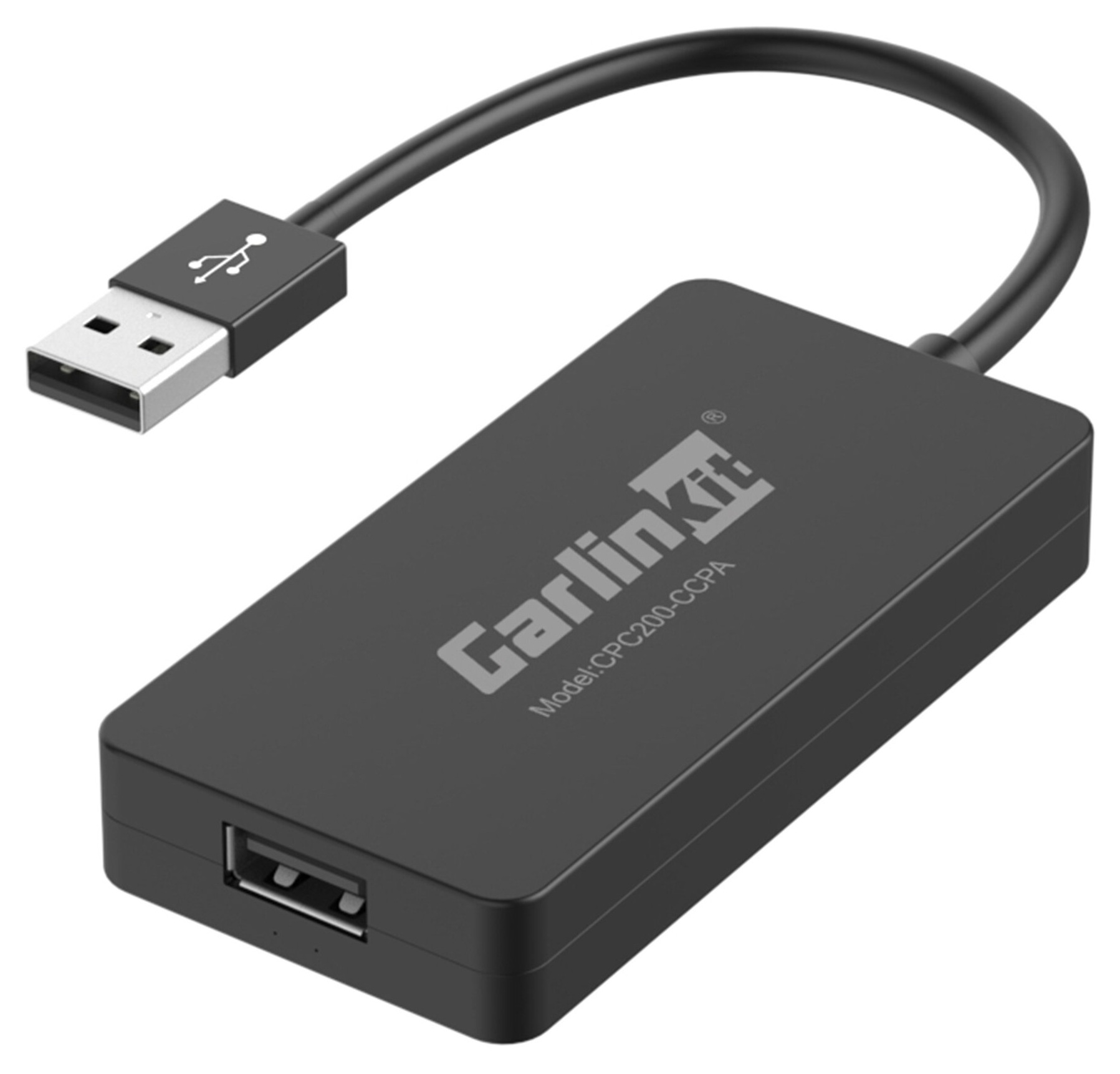 Czarny adapter USB z kablem i portem USB-A.