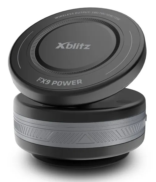 Czarna ładowarka bezprzewodowa z logo Xblitz i napisem FX9 POWER.