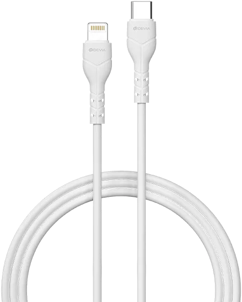 DEVIA Kintone Series ECO USB-C Lightning adat és töltőkábel, PD 27W, 1m, fehér (ST394591)