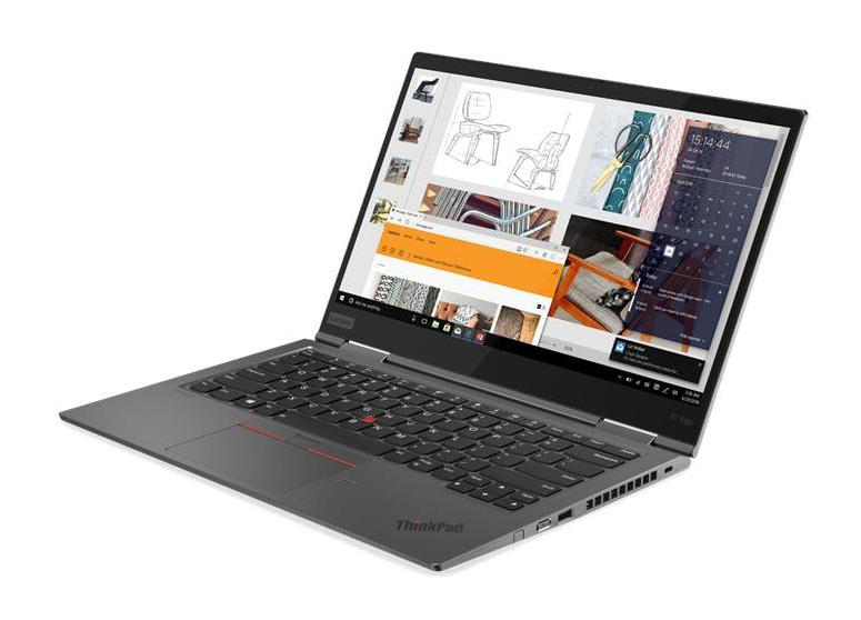 Ein geöffneter Lenovo ThinkPad Laptop mit einem inspizierenden Bildschirm.