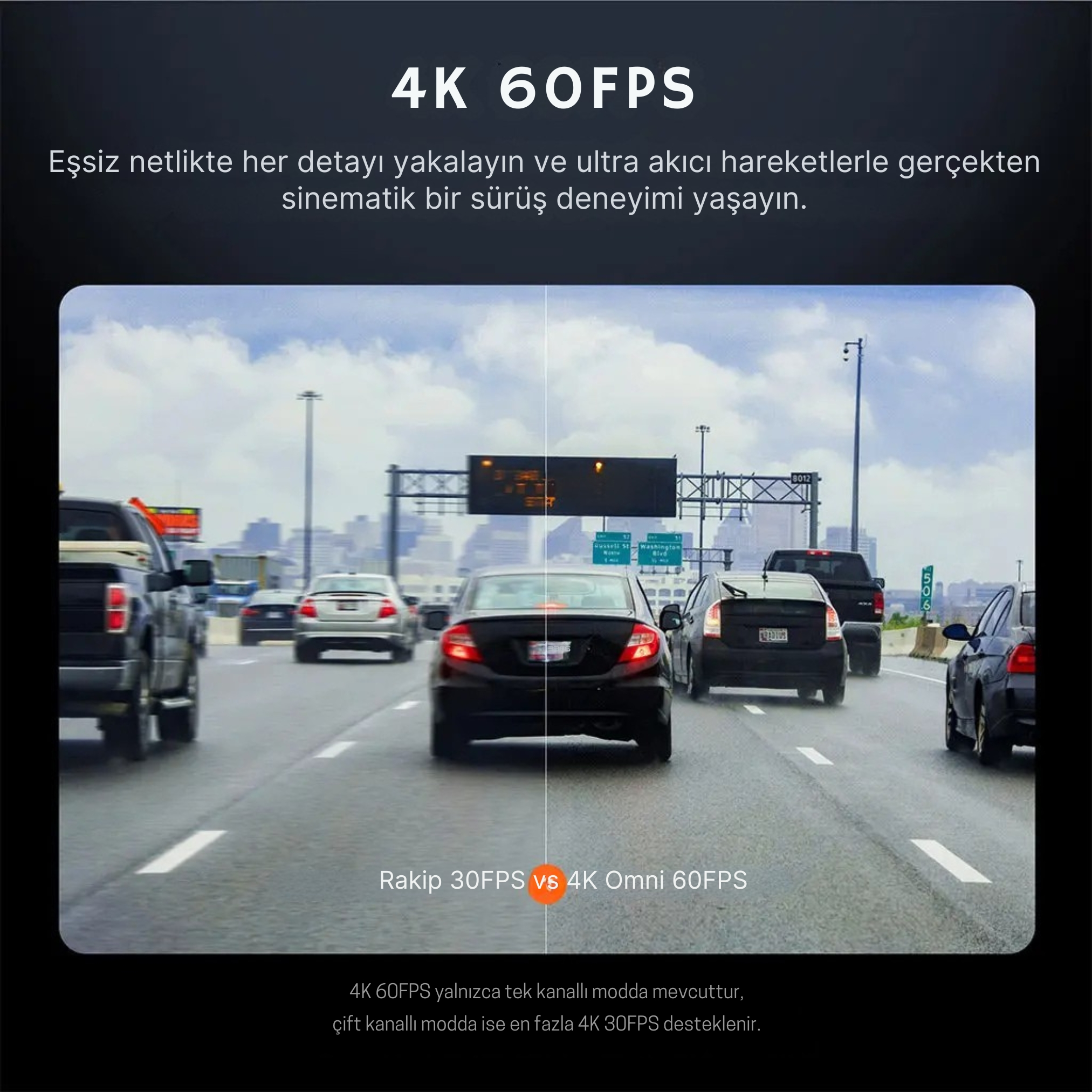 Gündüz otobanda arabalar, 30FPS ve 60FPS karşılaştırması.