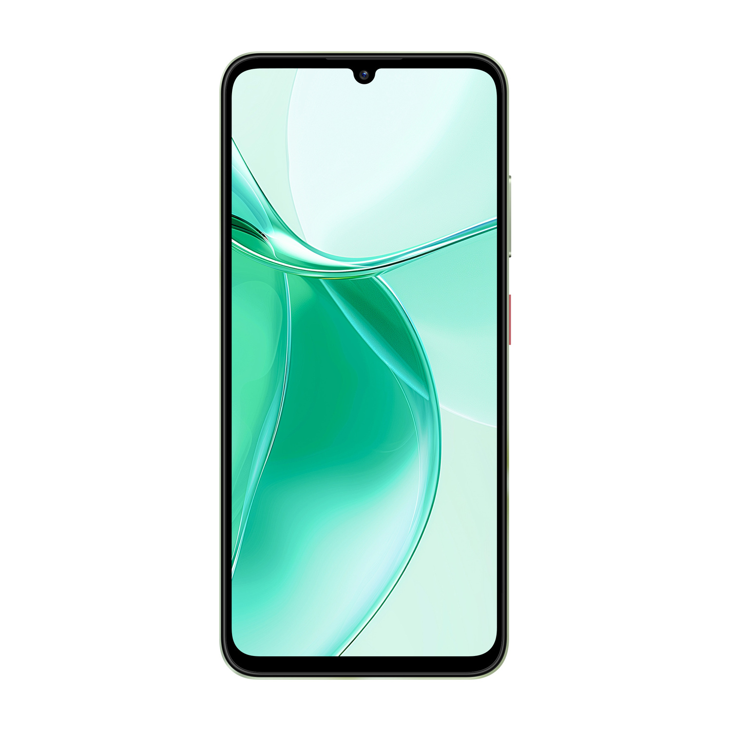 Uno smartphone elegante con uno sfondo verde e una tacca a goccia.