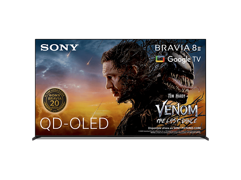 TV QD-OLED 55″ – Sony Bravia 8 II, Procesador XR con IA, Smart (Google TV), IMAX, Dolby Atmos/Vision, Chromecast, Airplay, PS5, 120Hz, Eco, 55XR8M2