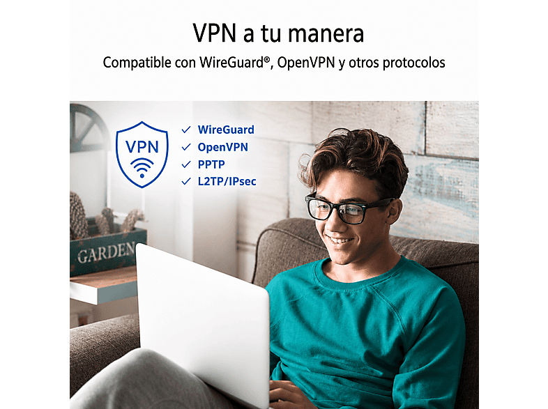 Router - ASUS RT-AX52, Doble Banda, WiFi 6, 1201 Mbps, Control parental, Con VPN, Negro – imagen 3