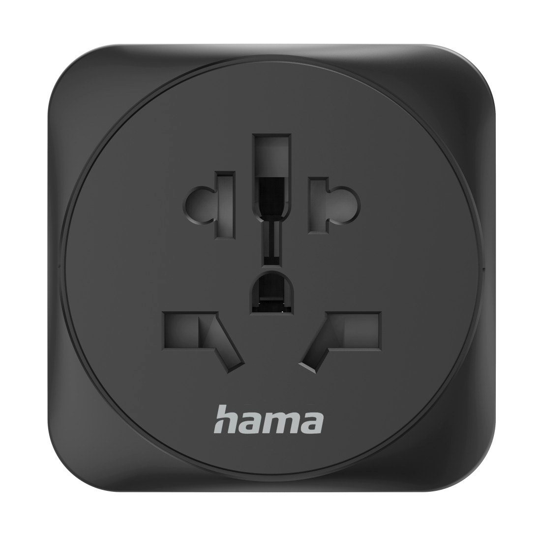 Fekete Hama utazási adapter több aljzattal.