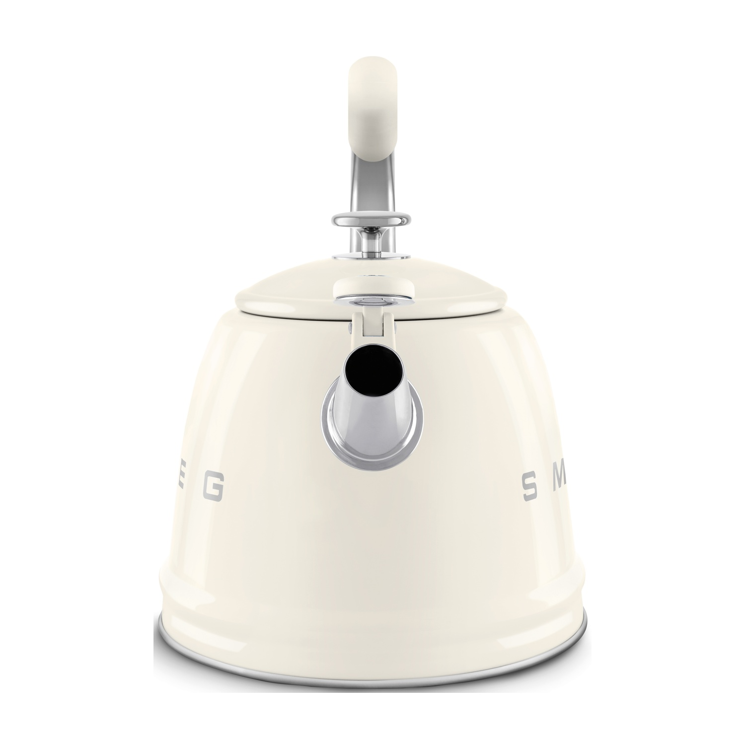 Un bollitore Smeg color crema con accenti argentati su sfondo bianco.
