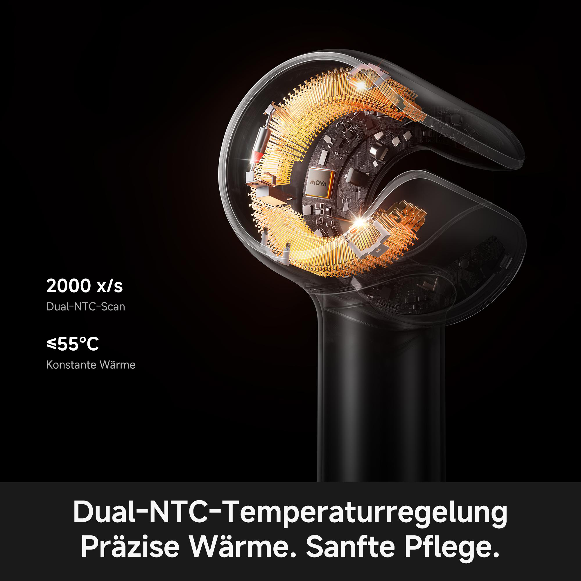 Draufsicht auf die interne Struktur eines Geräts mit leuchtenden goldenen Elementen.