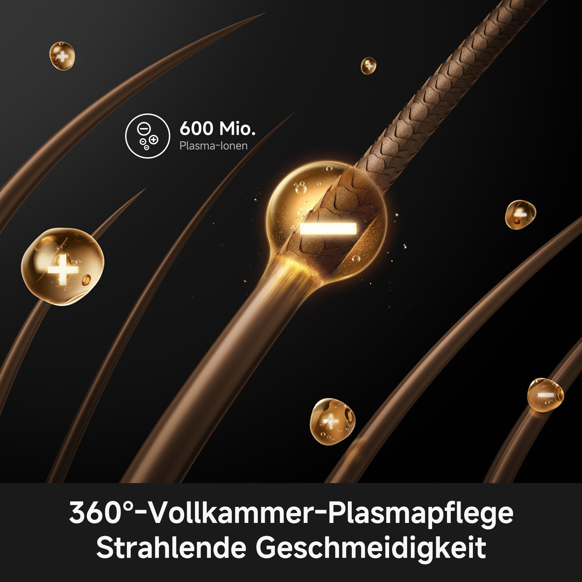 360 Plasma-Pflege für glänzendes, geschmeidiges Haar mit 600 Mio. Plasma-Ionen.
