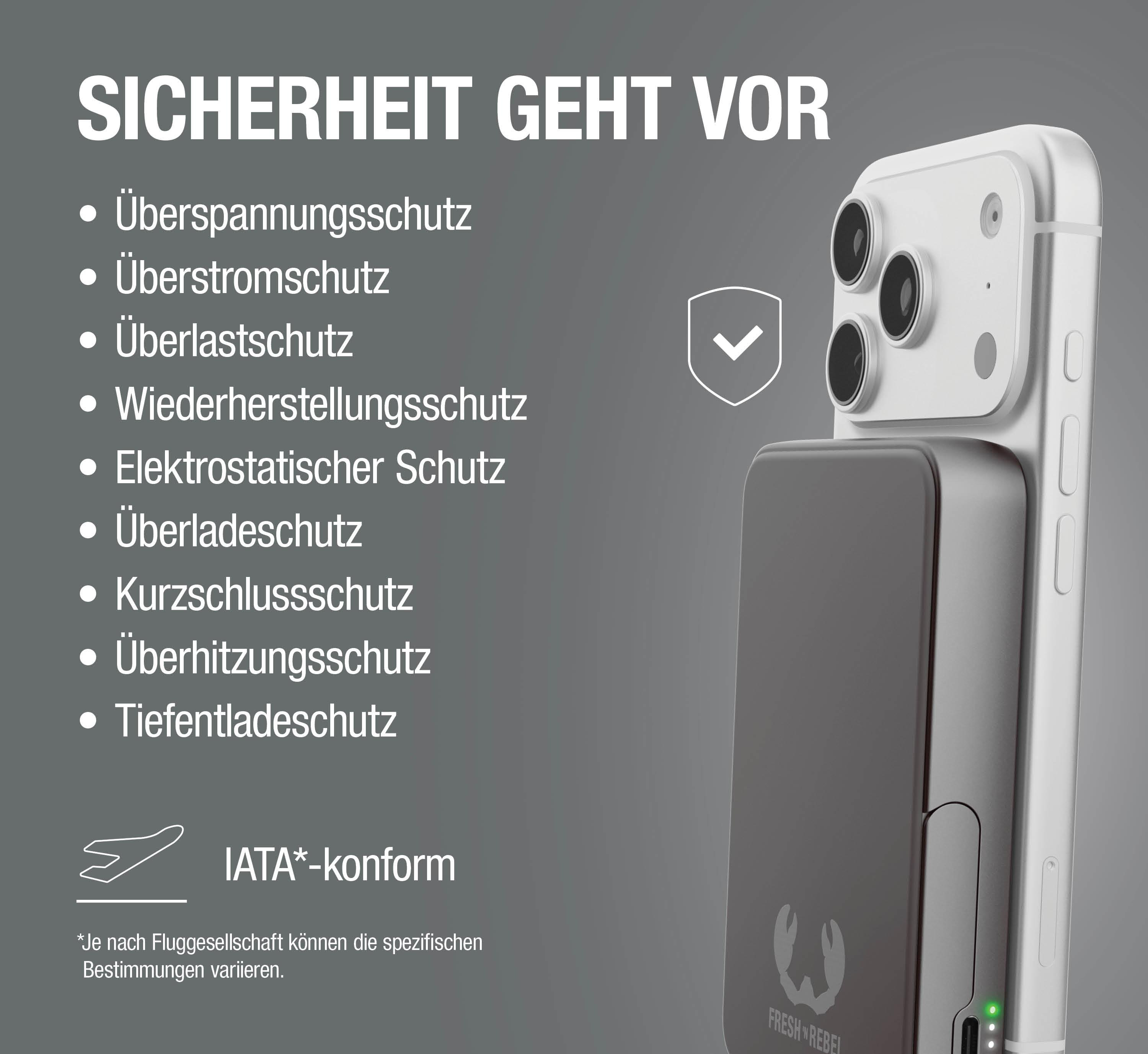 Sicherheit geht vor: Liste von Schutzfunktionen und IATA-Konformität mit einem Smartphone.