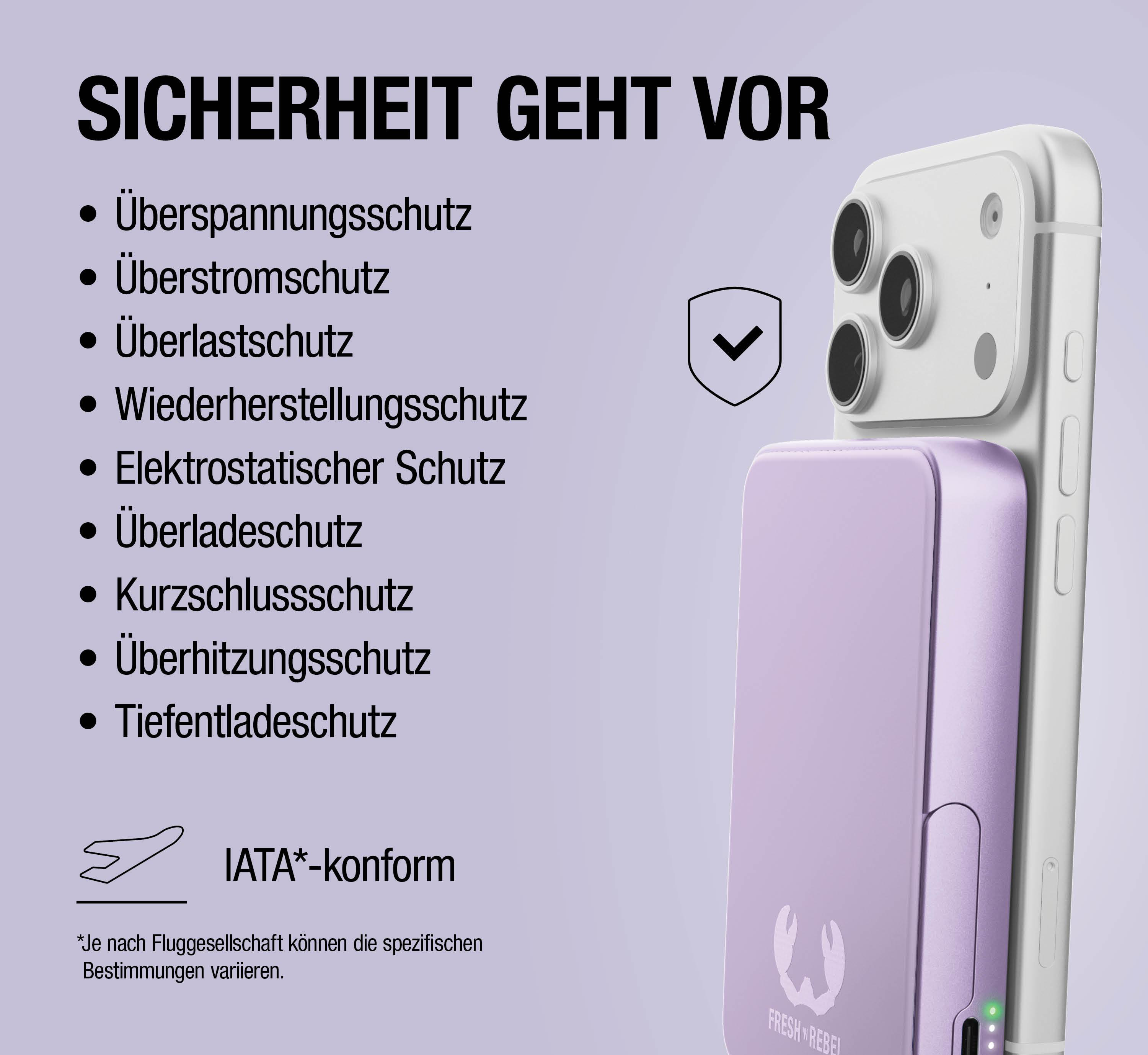 Sicherheitshinweise für ein Smartphone mit Schutzhülle, Flugzeugsymbol und Text.
