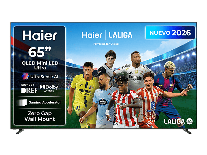 TV Mini-LED 65″ – Haier M92 Series H65M92FUX, 4K, Google TV, Dolby Atmos, Sonido KEF, Gaming 144Hz, Negro