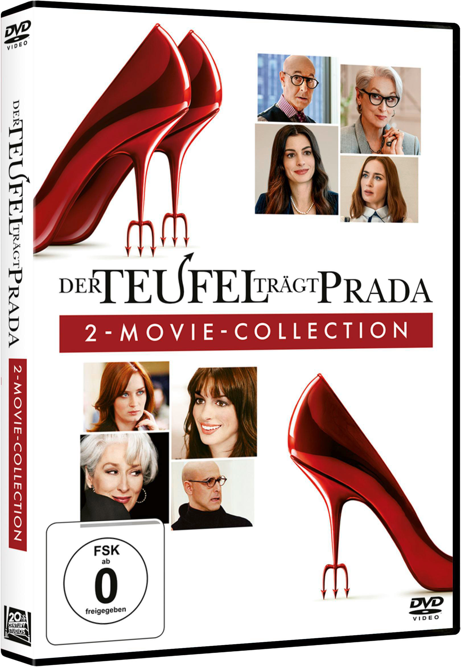 DVD-Hülle mit roten High Heels, Darstellerporträts und Titel.