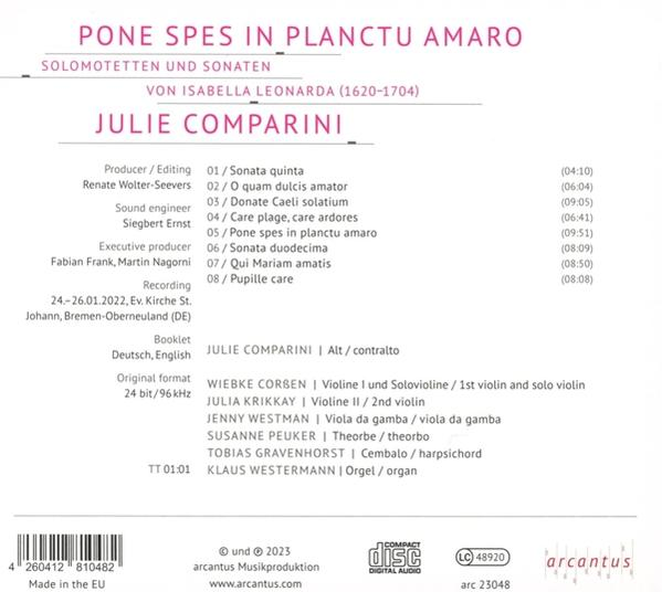 CD-Booklet mit Titelliste, Namen und Aufnahmeinformationen für Julie Comparini.