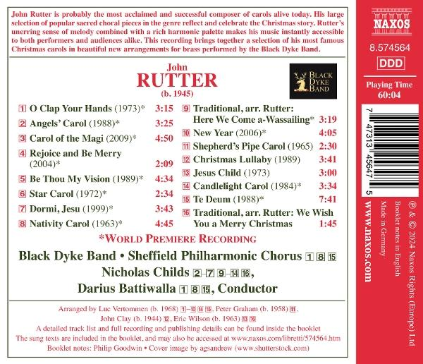 Album-Cover von John Rutter mit Titel und Trackliste, Naxos-Logo und Barcode.