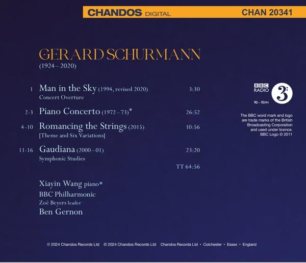 CD-Cover mit Werkliste von Gerard Schurmann, BBC Philharmonic und Solisten.