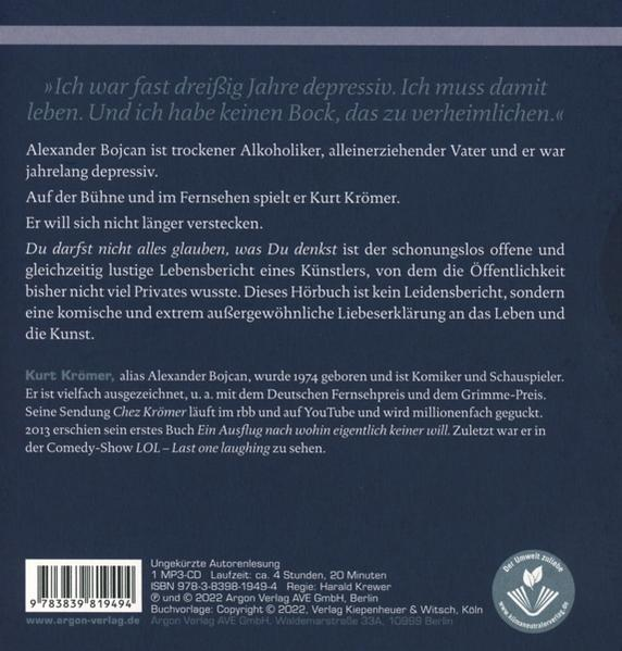 Buchrückseite mit Hörbuchinfos: Kurt Krömer, ISBN, Laufzeit, Verlag.