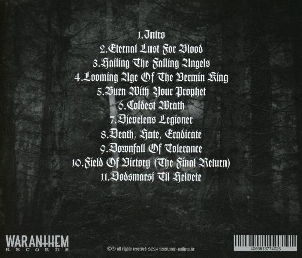 Rückseite eines Albums mit Songliste und Logo.